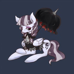 Size: 600x600 | Tagged: safe, artist:grimbloody, character:inky rose, species:pegasus, species:pony, black background, clothing, dress, female, goth, gothic, mare, simple background, solo, umbrella