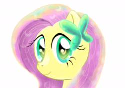 Size: 6071x4299 | Tagged: safe, artist:hananpacha, character:fluttershy, species:pegasus, species:pony, absurd resolution, bust, butterfly, female, looking at you, mare, portrait, simple background, smiling, solo, white background