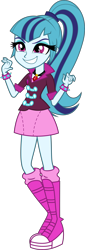 Size: 1692x5000 | Tagged: safe, artist:diegator007, character:sonata dusk, equestria girls:rainbow rocks, g4, my little pony: equestria girls, my little pony:equestria girls, adorabolical, boots, clothing, cute, evil grin, female, gem, grin, jewelry, pendant, ponytail, shoes, simple background, siren gem, skirt, smiling, solo, sonatabetes, spiked wristband, transparent background, vector, wristband