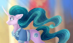 Size: 1819x1080 | Tagged: safe, artist:hazepages, character:mistmane, species:pony, species:unicorn, episode:campfire tales, g4, my little pony: friendship is magic, clothing, curved horn, female, mare, solo
