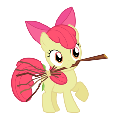 Size: 1360x1360 | Tagged: safe, artist:maishida, character:apple bloom, species:earth pony, species:pony, g4, broom, female, filly, mouth hold, raised hoof, simple background, solo, transparent background, vector