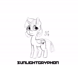 Size: 6000x5000 | Tagged: safe, artist:sunlightgryphon, character:twilight sparkle, character:twilight sparkle (alicorn), species:alicorn, species:pony, absurd resolution, alternate hairstyle, angry, female, mare, monochrome, solo