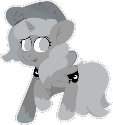 Size: 1121x1242 | Tagged: safe, artist:narmet, derpibooru original, character:princess luna, species:alicorn, species:pony, moonstuck, cartographer's cap, clothing, female, filly, grayscale, hat, monochrome, no pupils, paper hat, simple background, smiling, solo, transparent background, vector, woona, younger