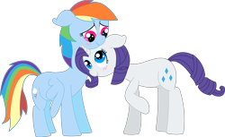 Size: 3050x1867 | Tagged: safe, artist:twitchy-tremor, character:rainbow dash, character:rarity, species:pegasus, species:pony, species:unicorn, ship:raridash, female, lesbian, mare, shipping, simple background, transparent background