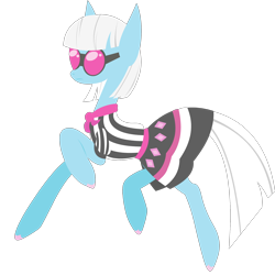 Size: 2336x2335 | Tagged: safe, artist:twitchy-tremor, character:photo finish, species:earth pony, species:pony, clothing, dress, female, mare, photo, simple background, sunglasses, transparent background