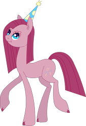 Size: 2003x2953 | Tagged: safe, artist:twitchy-tremor, character:pinkamena diane pie, character:pinkie pie, species:earth pony, species:pony, episode:party of one, g4, my little pony: friendship is magic, clothing, cupcake, female, food, hat, party, party hat, simple background, solo, transparent background