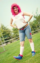 Size: 2016x3176 | Tagged: safe, artist:sarahndipity cosplay, artist:sarahndipitycosplay, character:pinkie pie, species:human, equestria girls:legend of everfree, g4, my little pony: equestria girls, my little pony:equestria girls, clothing, cosplay, costume, irl, irl human, photo, scenery, solo