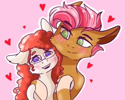 Size: 3081x2480 | Tagged: safe, artist:artfestation, character:babs seed, character:twist, species:earth pony, species:pony, ship:babstwist, female, glasses, heart, lesbian, shipping
