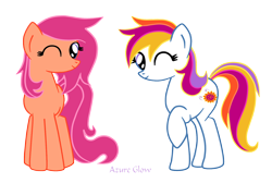 Size: 1462x981 | Tagged: safe, artist:mlpazureglow, character:sparkleworks, character:sunny daze (g3), g3, g3 to g4, generation leap