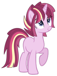 Size: 1600x2136 | Tagged: safe, artist:cutiesparkle, oc, oc only, oc:luminous fireworks, parent:tempest shadow, parent:twilight sparkle, parents:tempestlight, species:pony, species:unicorn, my little pony: the movie (2017), female, magical lesbian spawn, mare, offspring, raised hoof, simple background, solo, transparent background