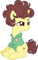 Size: 3000x4773 | Tagged: safe, artist:dusk2k, species:pony, species:unicorn, episode:spice up your life, g4, my little pony: friendship is magic, bon appétit, clothing, female, high res, julia child, mare, ponified, shirt, simple background, sitting, solo, transparent background, vector