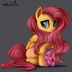 Size: 3508x3508 | Tagged: safe, artist:ailatf, character:fluttershy, species:pegasus, species:pony, chao, crossover, cute, female, folded wings, looking away, mare, raised hoof, shyabetes, simple background, sitting, smiling, sonic the hedgehog (series), wings