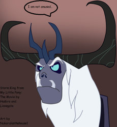 Size: 600x652 | Tagged: safe, artist:nukarulesthehouse1, character:storm king, my little pony: the movie (2017), angry, crown, fanart, hasbro, horns, unamused