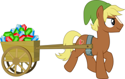 Size: 5609x3547 | Tagged: safe, artist:dusk2k, character:quarter hearts, species:earth pony, species:pony, blaze (coat marking), cart, high res, link, male, rupee, simple background, solo, stallion, the legend of zelda, transparent background, vector
