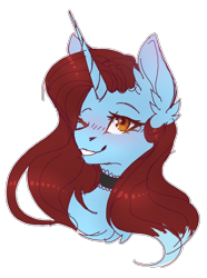 Size: 640x859 | Tagged: safe, artist:hazepages, oc, oc only, oc:dess, species:pony, species:unicorn, bust, female, mare, one eye closed, portrait, simple background, solo, transparent background, wink