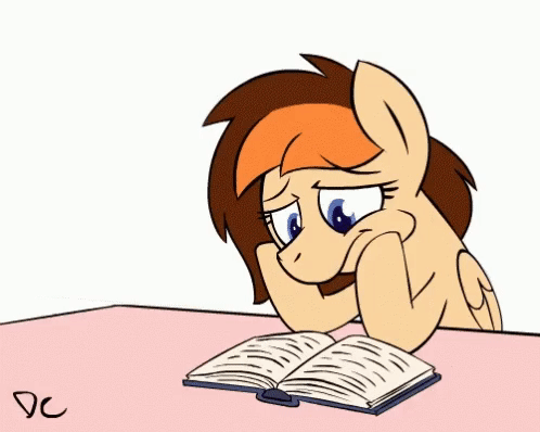 Size: 498x398 | Tagged: safe, artist:deadlycomics, oc, oc only, oc:aerion featherquill, species:pegasus, species:pony, animated, blinking, book, bored, facehoof, frame by frame, gif, raspberry, reaction image, reading, simple background, sitting, solo, tongue out