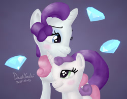 Size: 1024x800 | Tagged: safe, artist:dashyoshi, character:rarity, character:sweetie belle, species:pony, diamond, female, gimp, sisters