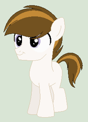 Size: 220x305 | Tagged: safe, artist:cutiesparkle, oc, oc only, oc:pixel, parent:button mash, parent:sweetie belle, parents:sweetiemash, species:earth pony, species:pony, colt, male, offspring, simple background, solo