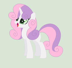 Size: 550x520 | Tagged: safe, artist:cutiesparkle, character:sweetie belle, species:pony, species:unicorn, female, mare, older, older sweetie belle, open mouth, simple background, smiling, solo