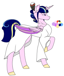 Size: 1024x1214 | Tagged: safe, artist:cyrinthia, oc, oc only, oc:arabella, parent:princess cadance, parent:twilight sparkle, parents:twidance, species:alicorn, species:pony, clothing, colored wings, dress, female, magical lesbian spawn, mare, multicolored wings, offspring, simple background, solo, transparent background