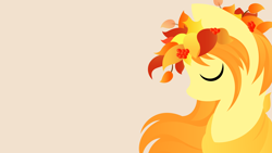 Size: 3840x2160 | Tagged: safe, artist:rish--loo, oc, oc only, oc:aurryhollows, species:pony, cute, eyes closed, female, leaves, lineless, male, mare, minimalist, modern art, simple background, solo, stallion, wallpaper