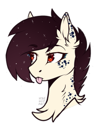 Size: 589x725 | Tagged: safe, artist:hazepages, oc, oc only, species:pony, bust, female, mare, portrait, simple background, solo, tongue out, transparent background