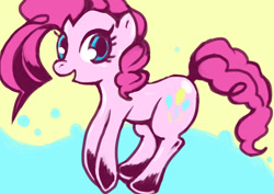 Size: 696x492 | Tagged: safe, artist:moyamoya kuroi, character:pinkie pie, species:earth pony, species:pony, abstract background, female, mare, pixiv, pronking, smiling, solo
