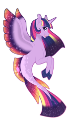 Size: 1540x2760 | Tagged: safe, artist:djspark3, character:twilight sparkle, character:twilight sparkle (alicorn), species:alicorn, species:pony, species:seapony (g4), female, mare, rainbow power, seaponified, seapony twilight, simple background, smiling, solo, species swap, transparent background