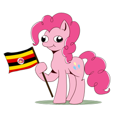 Size: 1800x1600 | Tagged: safe, artist:linlaifeng, character:pinkie pie, species:earth pony, species:pony, crossover, female, flag, mare, meme, overused joke, simple background, solo, sonic the hedgehog (series), transparent background, uganda, ugandan knuckles