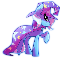 Size: 966x938 | Tagged: dead source, safe, artist:shufflestripes, character:trixie, species:pony, species:unicorn, female, mare, raised hoof, smiling, solo