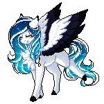 Size: 150x150 | Tagged: safe, artist:hazepages, oc, oc:marie pixel, species:pegasus, species:pony, animated, chest fluff, colored wings, female, gif, mare, multicolored wings, pixel art, simple background, solo, transparent background