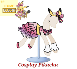 Size: 733x660 | Tagged: safe, artist:ask-nora-the-alicorn, artist:catscat111, artist:catscat112, bow, clothing, crossover, dress, hair bow, mannequin, mlp fashion, pikachu, pokémon, simple background, transparent background