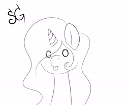 Size: 6000x5000 | Tagged: safe, artist:sunlightgryphon, derpibooru original, character:princess celestia, absurd resolution, blep, long neck, monochrome, silly, tongue out