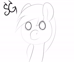 Size: 6000x5000 | Tagged: safe, artist:sunlightgryphon, derpibooru original, character:derpy hooves, species:pony, absurd resolution, cute, female, mare, monochrome, simple image, smiling, solo