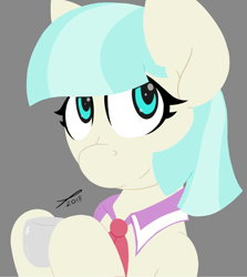 Size: 1964x2200 | Tagged: safe, artist:platenjack, character:coco pommel, species:earth pony, species:pony, cup, female, mare, smiling, solo