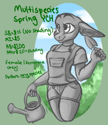 Size: 1436x1652 | Tagged: safe, artist:wolfs42, oc, species:anthro, commission, commission info, cute, overalls, spring, your character here