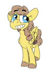 Size: 404x582 | Tagged: safe, artist:lilsunshinesam, oc, oc only, oc:rory kenneigh, species:pegasus, species:pony, grin, smiling, solo