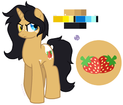 Size: 1043x899 | Tagged: safe, artist:zafara1222, base used, oc, oc only, oc:berry patch, parent:big macintosh, parent:fluttershy, parents:fluttermac, species:pony, species:unicorn, adopted offspring, female, freckles, heterochromia, mare, reference sheet, simple background, solo, transparent background