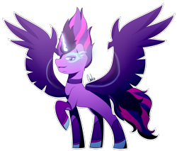 Size: 1327x1132 | Tagged: safe, artist:paintcoloryt, character:midnight sparkle, character:twilight sparkle, species:pony, my little pony:equestria girls, equestria girls ponified, horn, looking at you, magic, midnight sparkle, ponified, simple background, transparent background, wings