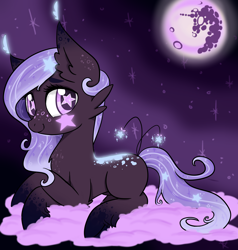 Size: 2000x2100 | Tagged: safe, artist:jagga-chan, oc, oc:alioth, species:pony, cloud, female, high res, mare in the moon, moon, night wonder, original species, prone, solo