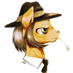 Size: 1200x1200 | Tagged: safe, artist:grimbloody, character:igneous rock pie, species:pony, bust, food, male, portrait, profile, sideburns, solo, stallion, straw in mouth, wheat