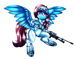 Size: 3276x2605 | Tagged: safe, artist:ikuvaito, oc, oc only, oc:lucid heart, species:pegasus, species:pony, gun, simple background, sniper, solo, starcraft, terran, transparent background, weapon