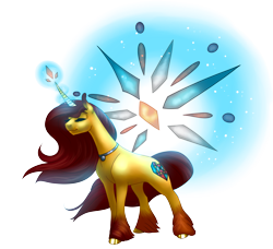 Size: 5803x5300 | Tagged: safe, artist:dragonademetal, oc, oc only, oc:stained glass light heart, absurd resolution, art trade, cutie mark, eyes closed, glowing horn, jewelry, magic, necklace, simple background, smiling, solo, transparent background, unshorn fetlocks