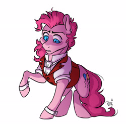 Size: 3114x3078 | Tagged: safe, artist:assassin-or-shadow, character:pinkie pie, species:pony, bubble berry, clothing, dr jekyll, dr jekyll and mr hyde, dr pinkie and miss pie, rule 63, simple background, solo, white background