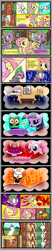 Size: 1000x4825 | Tagged: safe, artist:metal-jacket444, character:angel bunny, character:fluttershy, character:owlowiscious, character:pinkie pie, character:spike, comic:angel vs spike, alternate hairstyle, bandage, breaking the fourth wall, cake, candle, clothing, coffin, food, funeral, heart, one eye closed, run away, suit, swapped hair, wink