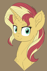Size: 950x1425 | Tagged: safe, artist:alloco, character:sunset shimmer, species:pony, species:unicorn, bust, female, looking at you, mare, solo