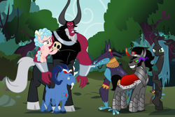 Size: 2990x2005 | Tagged: safe, artist:nukarulesthehouse1, character:ahuizotl, character:cozy glow, character:grogar, character:king sombra, character:lord tirek, character:queen chrysalis, species:centaur, species:changeling, species:pegasus, species:pony, species:ram, species:unicorn, episode:school raze, g4, my little pony: friendship is magic, season 8, season 9, leak, changeling queen, cloven hooves, fan theory, female, filly, foal, hilarious in hindsight, horn ring, hypothesis, legion of doom, male, meme, menace 6, nose piercing, nose ring, piercing, possible, revenge, sinister six, skull, spoiler, stallion, villain teamup