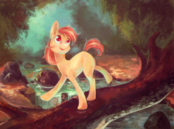 Size: 1744x1296 | Tagged: safe, artist:graypaint, oc, oc only, species:earth pony, species:pony, bridge, forest, solo