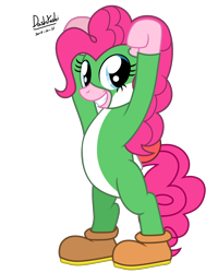 Size: 3200x4000 | Tagged: safe, artist:dashyoshi, character:pinkie pie, species:pony, bipedal, clothing, costume, female, nightmare night costume, simple background, solo, transparent background, yoshi, yoshi pie