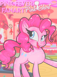 Size: 516x699 | Tagged: safe, artist:lilpinkghost, character:pinkie pie, species:earth pony, species:pony, chibi, cute, fanart, female, pink, pinkghost, solo, sugarcube corner